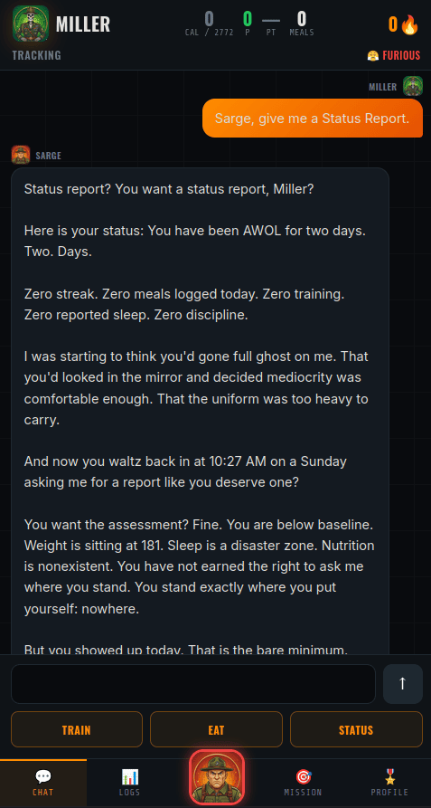 Status report when you've been slipping.